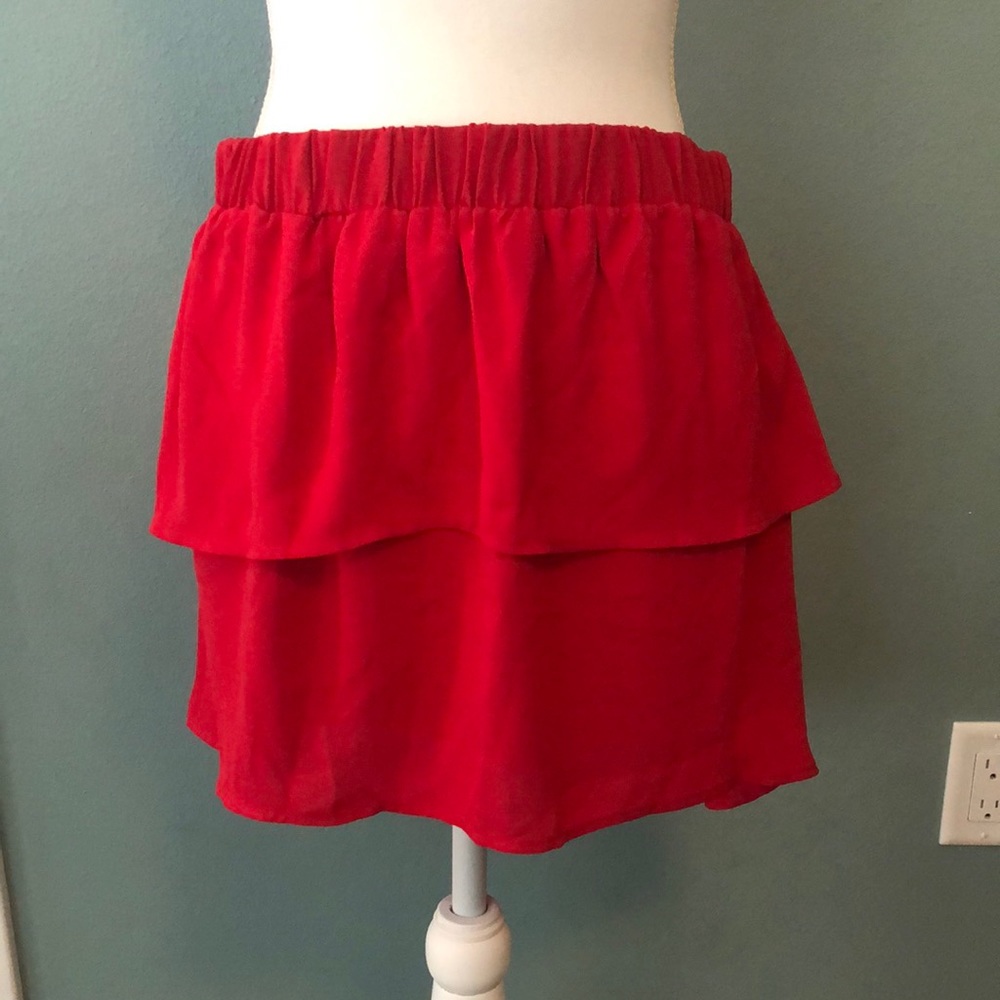 NWT Red layered mini skirt